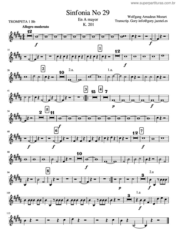 Partitura da música Sinfonia No29