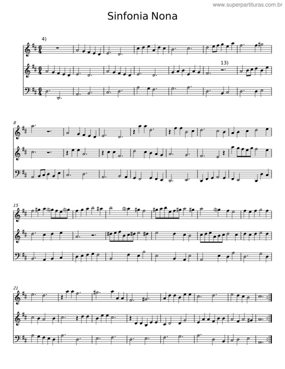 Partitura da música Sinfonia Nona