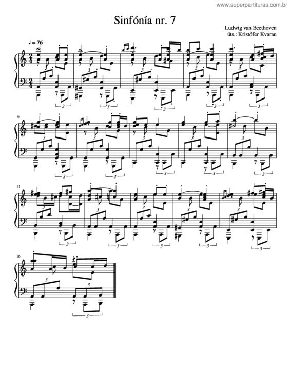 Partitura da música Sinfónía Nr. 7