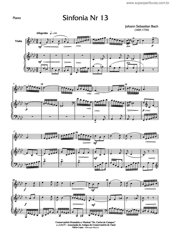 Partitura da música Sinfonia Nr 13