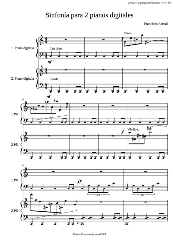 Partitura da música Sinfonia Para 2 Pianos Digitales v.2
