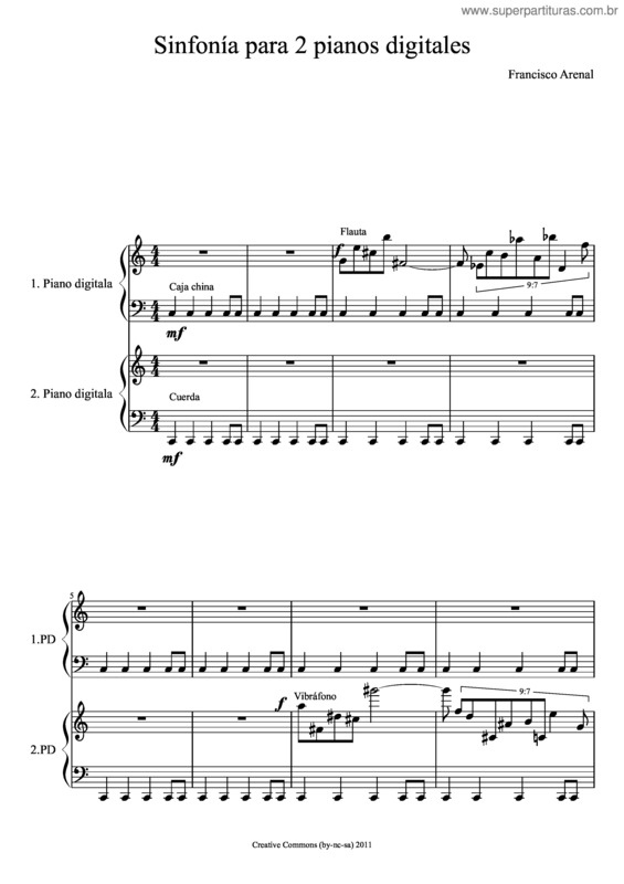 Partitura da música Sinfonía Para 2 Pianos Digitales