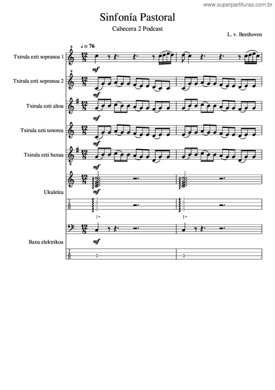 Partitura da música Sinfonía Pastoral Escena Del Lago Podcast