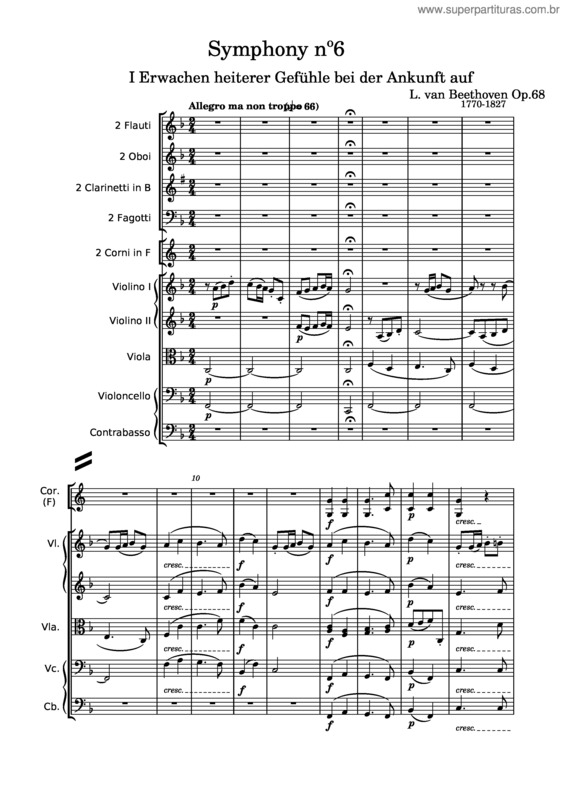 Partitura da música Sinfonia Pastorale – Ludwig Van Beethoven Symphony Nº6 Videoscore – Grupo Senior