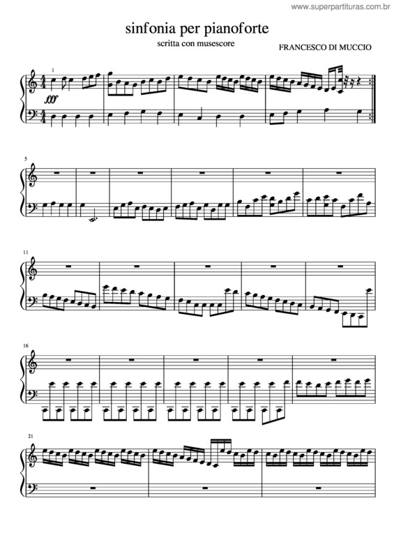 Partitura da música Sinfonia Per Pianoforte