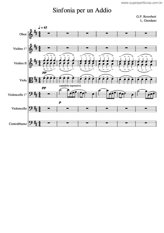 Partitura da música Sinfonia Per Un Addio – Gian Piero Reverberi E Laura Giordano v.2