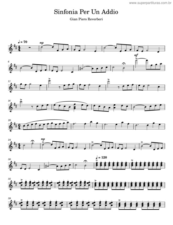 Partitura da música Sinfonia Per Un Addio – Gian Piero Reverberi E Laura Giordano v.3
