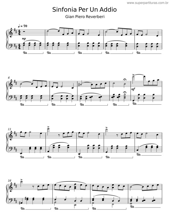 Partitura da música Sinfonia Per Un Addio – Reverberi Gian Piero  E Giordano Laura