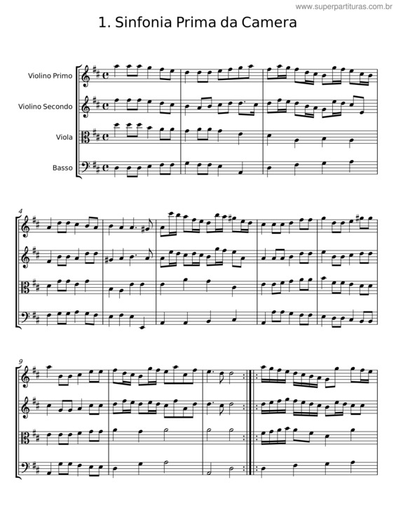 Partitura da música Sinfonia Prima Da Camera