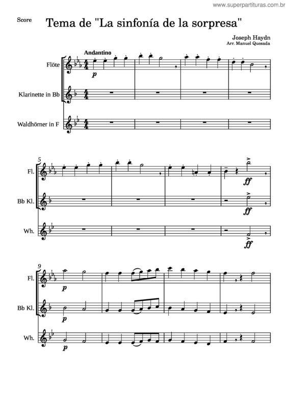Partitura da música Sinfonía Sorpresa – Joseph Haydn Tema De La Sorpresa