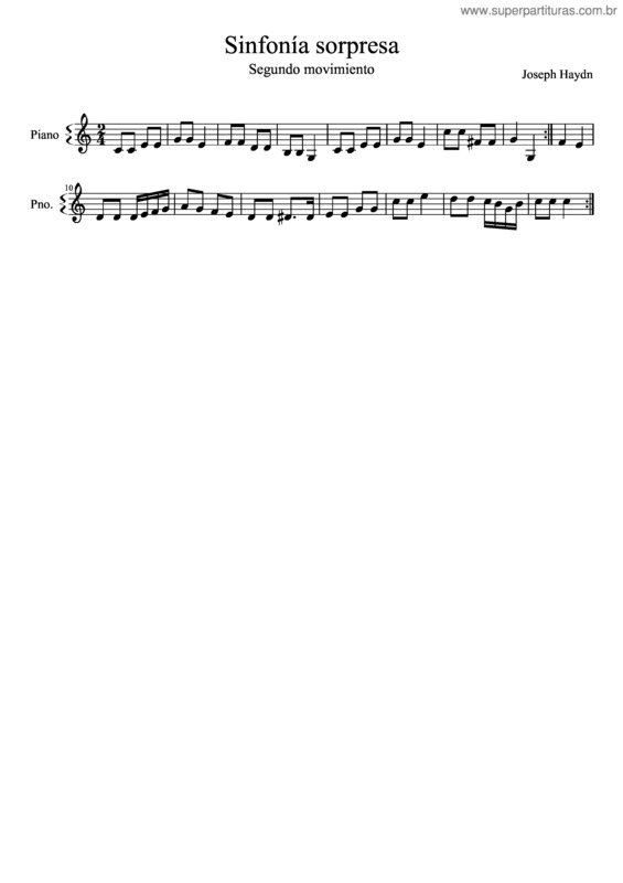 Partitura da música Sinfonía Sorpresa, 2Mov. Haydn