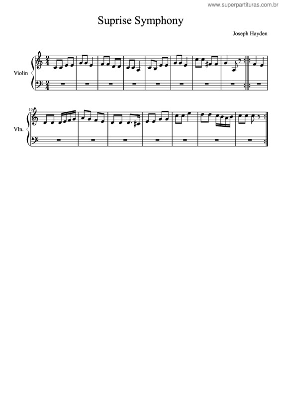 Partitura da música Sinfonía Sorpresa 2º Movimiento Si