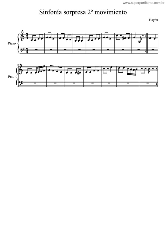 Partitura da música Sinfonía Sorpresa 2º Movimiento