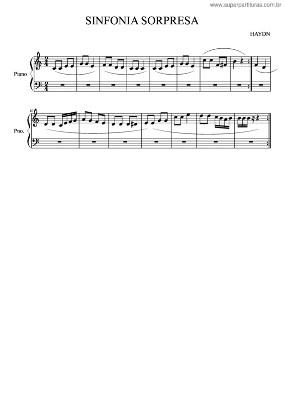 Partitura da música Sinfonía Sorpresa De Haydn