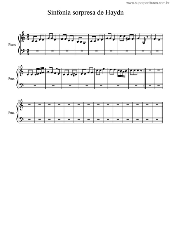 Partitura da música Sinfonía Sorpresa De Joseph Haydn