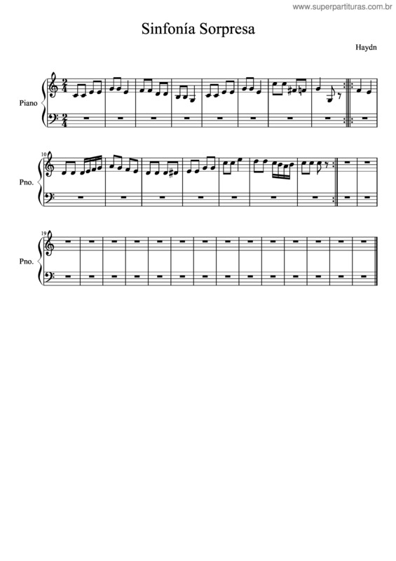 Partitura da música Sinfonía Sorpresa–Haydn v.2