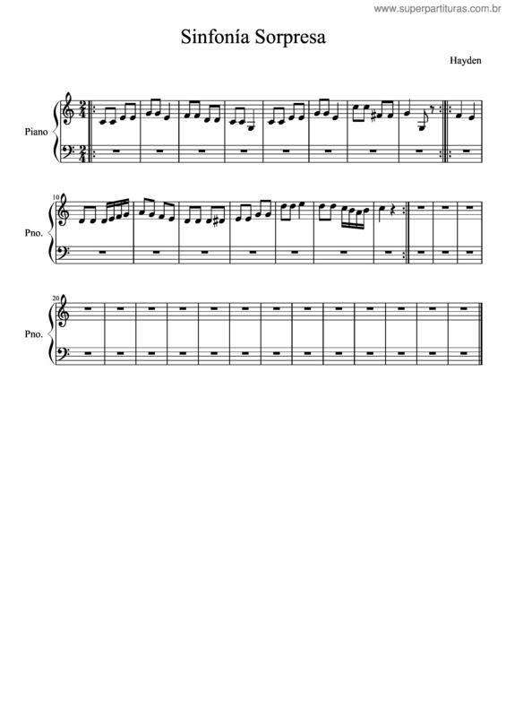 Partitura da música Sinfonía Sorpresa v.10