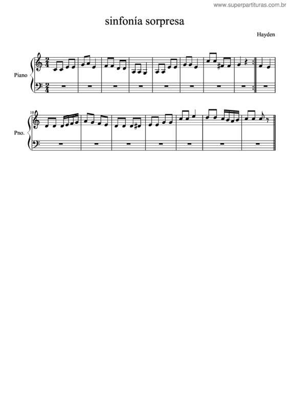 Partitura da música Sinfonia Sorpresa v.2