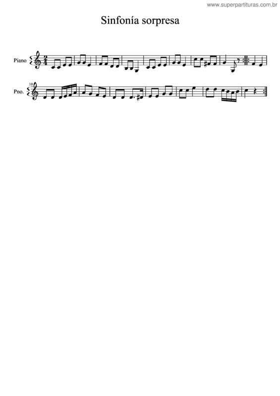 Partitura da música Sinfonia Sorpresa v.3