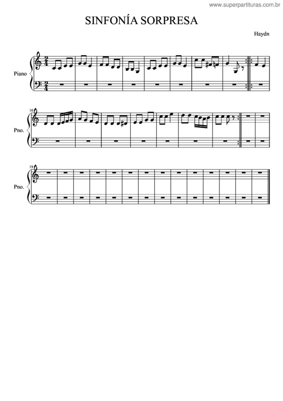 Partitura da música Sinfonia Sorpresa v.4