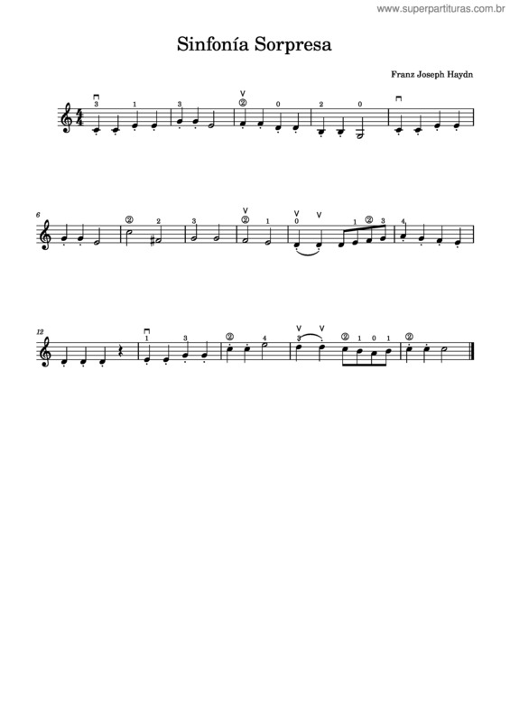 Partitura da música Sinfonía Sorpresa v.6