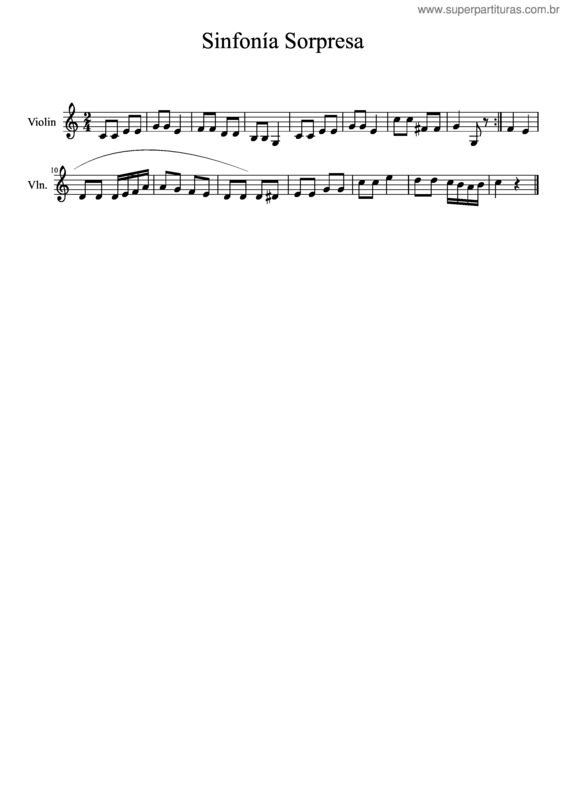 Partitura da música Sinfonía Sorpresa v.8