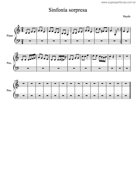 Partitura da música Sinfonía Sorpresa v.9