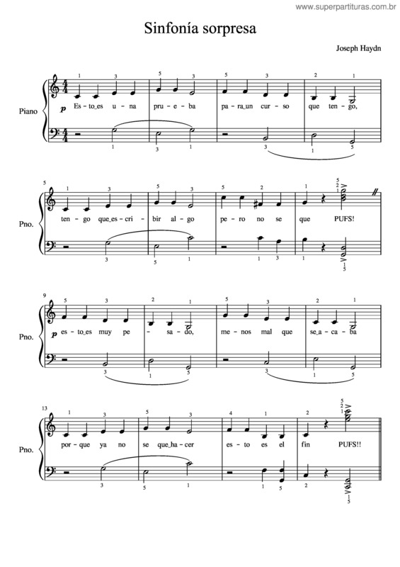 Partitura da música Sinfonía Sorpresa