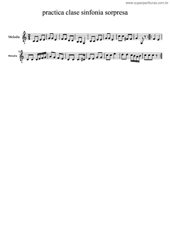 Partitura da música Sinfonia Surprise Por Hayden 2º Movimiento