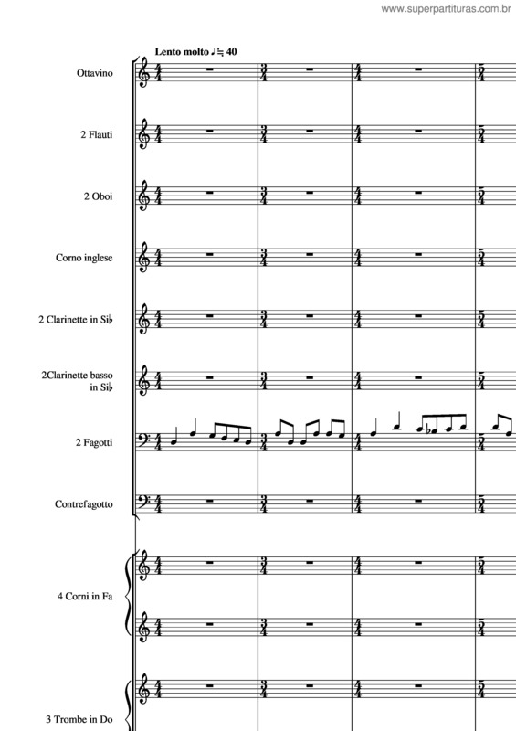 Partitura da música Sinfonia Tapkaara – Akira Ifukube 1. Lento Molto – Allegro – Andante Cantando – Allegro