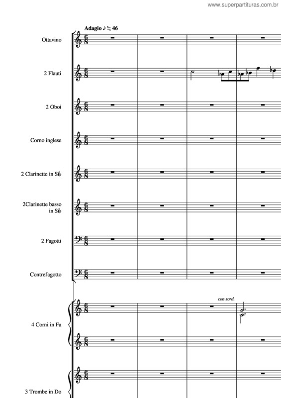 Partitura da música Sinfonia Tapkaara – Akira Ifukube 2. Adagio