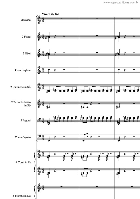 Partitura da música Sinfonia Tapkaara – Akira Ifukube 3. Vivace