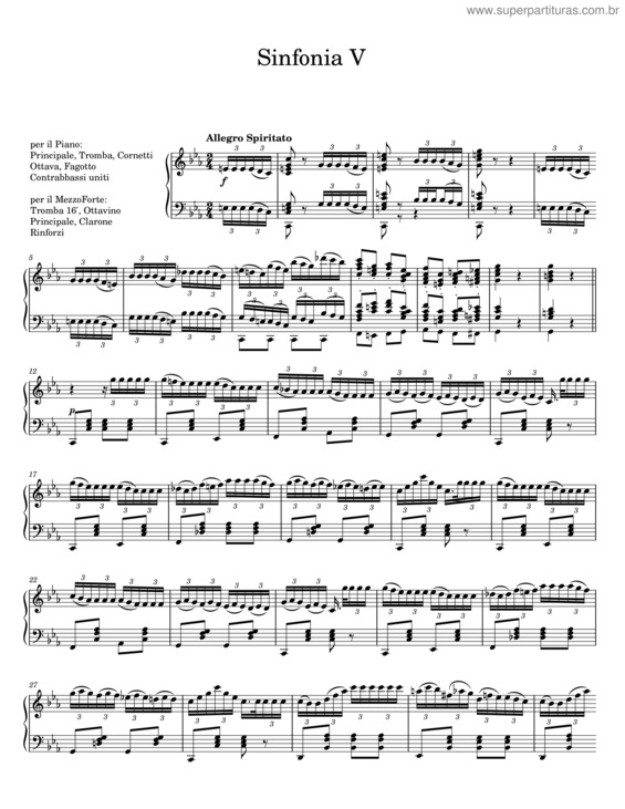 Partitura da música Sinfonia V