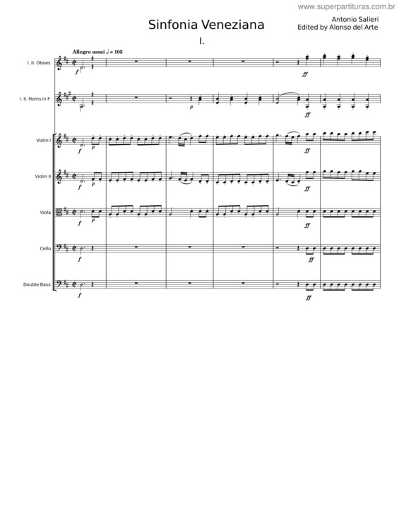 Partitura da música Sinfonia Veneziana – Antonio Salieri