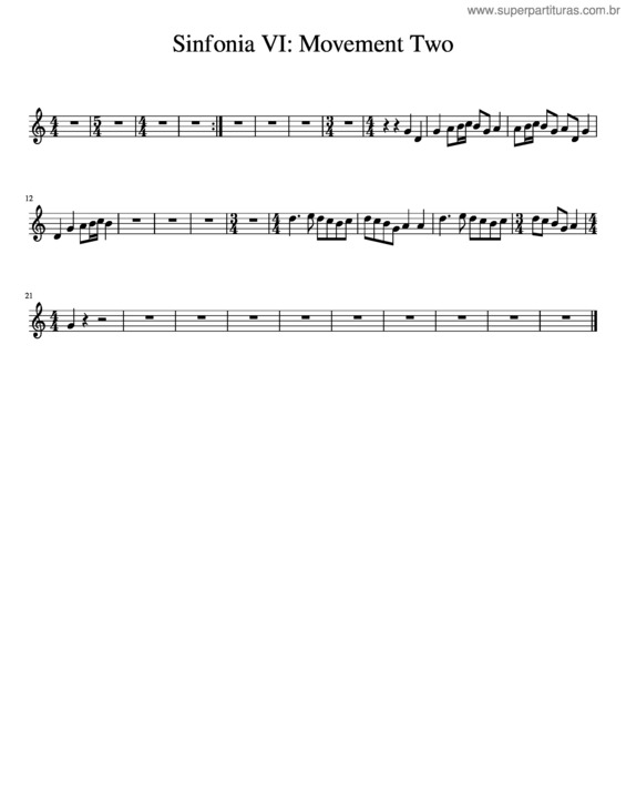 Partitura da música Sinfonia Vi Movement Two