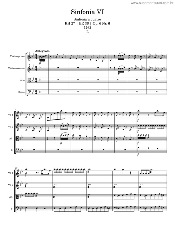 Partitura da música Sinfonia Vi v.2
