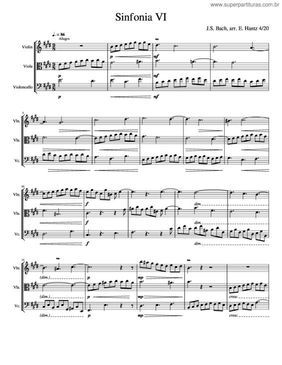 Partitura da música Sinfonia Vi