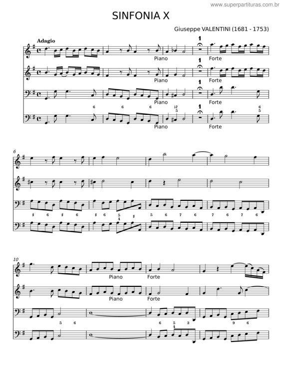 Partitura da música Sinfonia X – Giuseppe Valentini