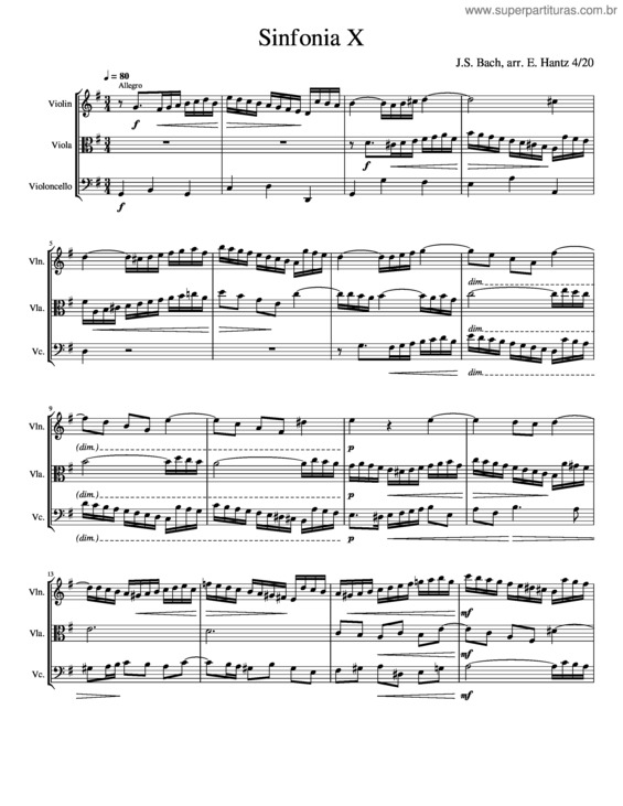 Partitura da música Sinfonia X