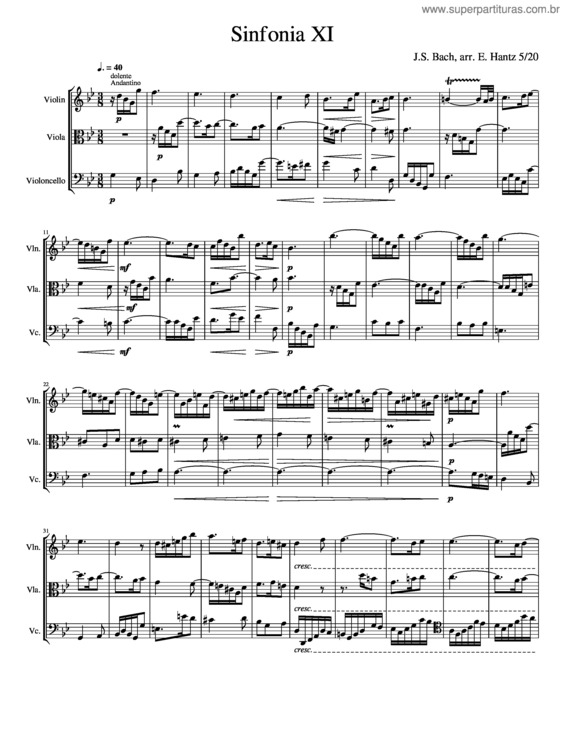 Partitura da música Sinfonia Xi