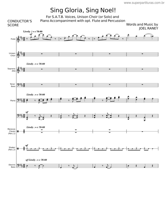 Partitura da música Sing Gloria, Sing Noel – Joel Raney v.2