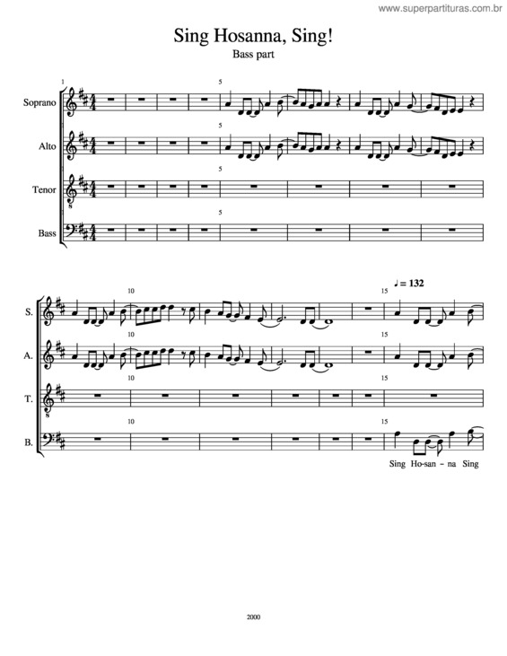 Partitura da música Sing Hosanna Sing