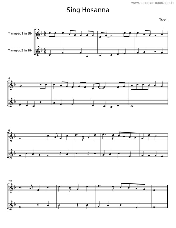 Partitura da música Sing Hosanna