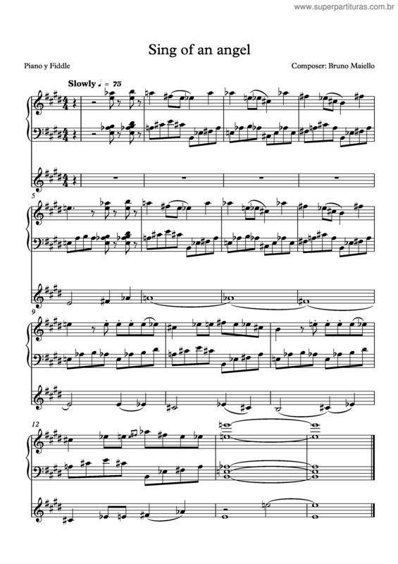 Partitura da música Sing of an angel