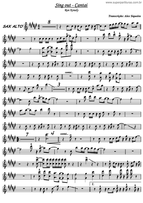 Partitura da música Sing Out (Cantai)