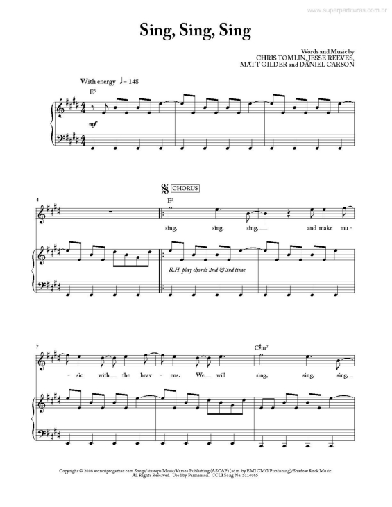 Partitura da música Sing Sing Sing