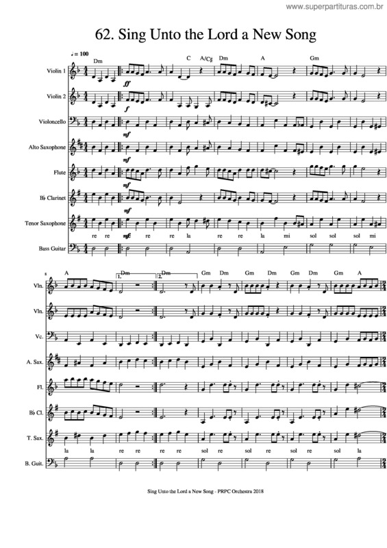 Partitura da música Sing Unto The Lord A New Song