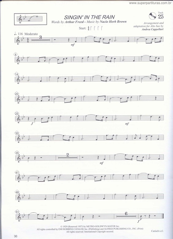 Partitura da música Singin` In The Rain v.5