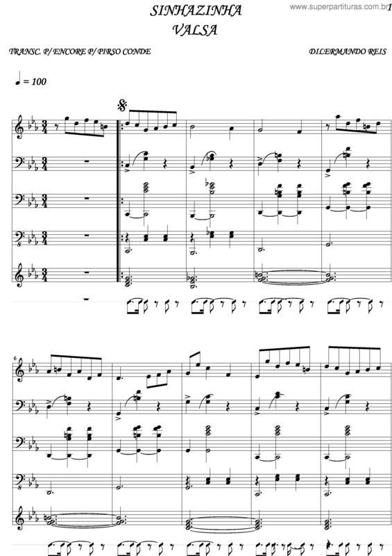 Partitura da música Sinhazinha v.2