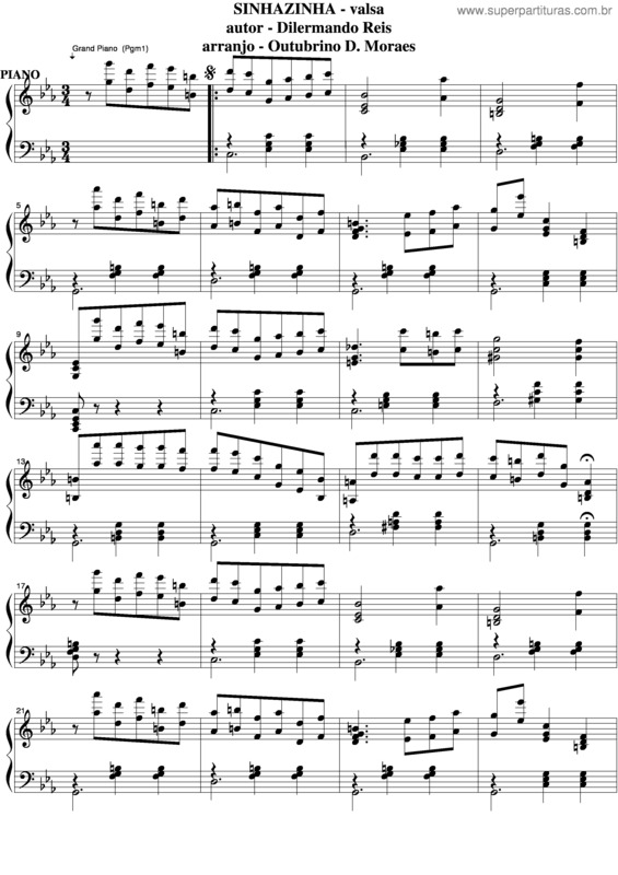 Partitura da música Sinhazinha v.6